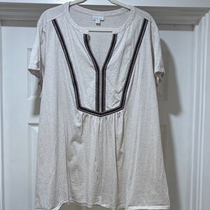PUREJILL Elegant Cream and Black Tunic Top